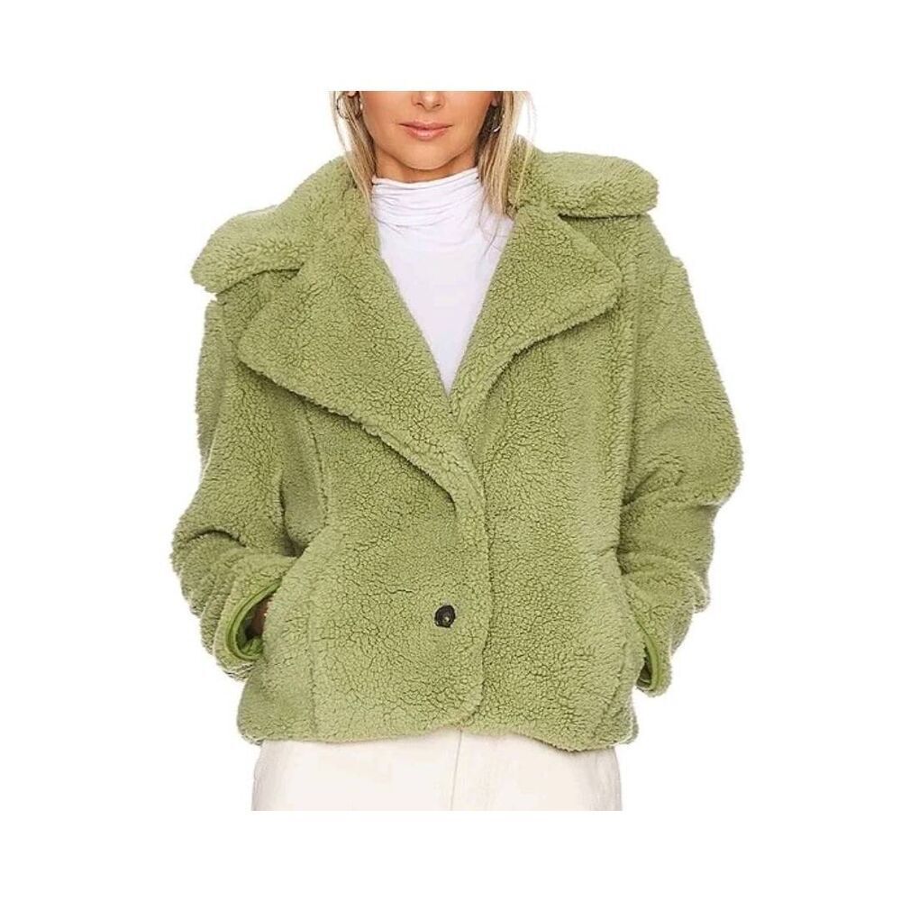 FREE PEOPLE Joplin Cozy Jacket Sherpa Pistachio Size S